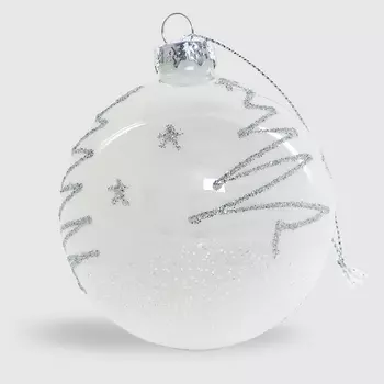 Шар новогодний Baoying yiwen прозрачный белый на елку 8 см