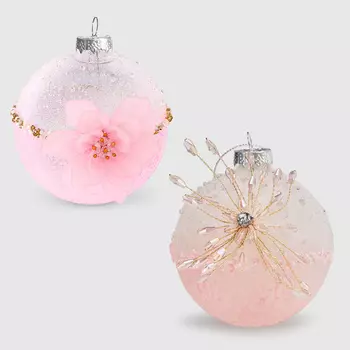 Шар новогодний Baoying yiwen розовый декор на елку 8 см