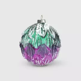 Шар новогодний Baoying yiwen розовый/серебристый 8 см