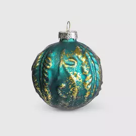 Шар новогодний Baoying yiwen синий, золотистый 8 см