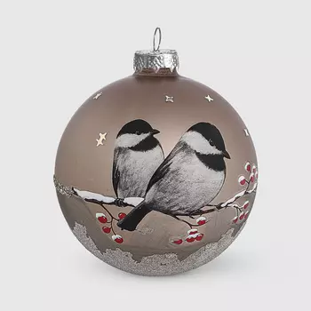 Шар новогодний на елку Baoying yiwen птицы золото 8 см