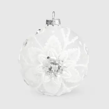 Шар новогодний на елку Baoying yiwen серебро 8 см