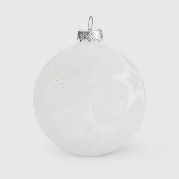 Шар новогодний на елку Baoying yiwen звезда белый 8 см