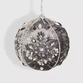 Шар новогодний Shishi ny серо-серебристый 9,5 см