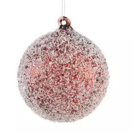 Шар новогодний SHISHI розовый заснеженный 8 см