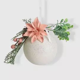 Шар новогодний Weiste 100 мм розовые цветы/ягоды