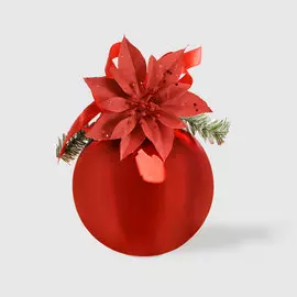 Шар новогодний Weiste 85 мм красный бант/ветка