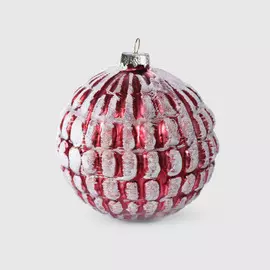 Шар новогодний Yancheng Shiny стеклянный красно-белый 10 см