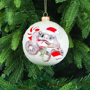 Шар ёлочный Snow and Stars змейка с конфеткой 10 см