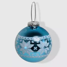 Шар с орнаментом Weiste белый/синий 65 мм в ассортименте