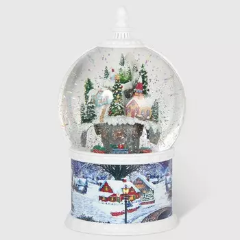 Шар стеклянный со снегом Victory Technology Зимний город LED 15х15х26 см