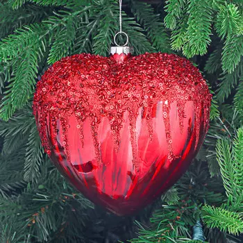 Шар стеклянный Yancheng Shiny новогодний сердце 8x15 см