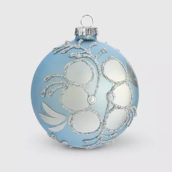 Шар стеклянный Yancheng Shiny с серебристым узором 8 см