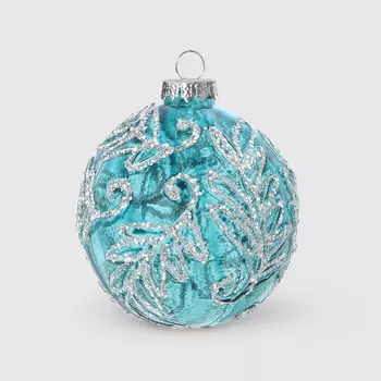 Шар стеклянный Yancheng Shiny синий с узором 8 см