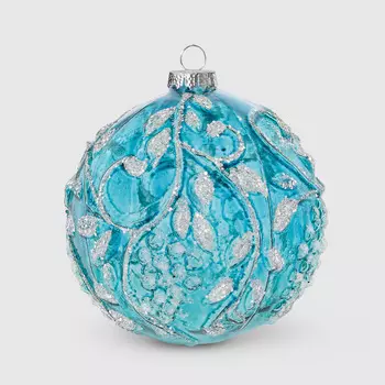 Шар стеклянный Yancheng Shiny синий с узором 10 см