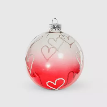 Шар Yancheng Shiny стеклянный бело-красный 8 см