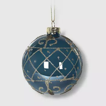 Шар Yancheng Shiny стеклянный с узором графит 8 см