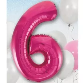 Шары Веселая затея Цифра к6 40 fuchsia