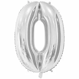 Шары Веселая затея Цифра к 0 26 silver