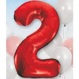 Шары Веселая затея Цифра к 2 40 red