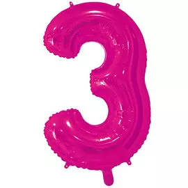 Шары Веселая затея Цифра к 3 26 fuchsia