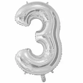 Шары Веселая затея Цифра к 3 26 silver