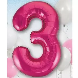 Шары Веселая затея Цифра к 3 40 fuchsia