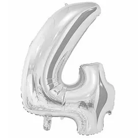Шары Веселая затея Цифра к 4 26 silver