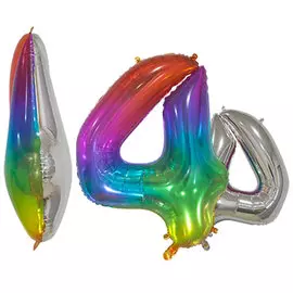 Шары Веселая затея Цифра к 4 40 радуга jelly
