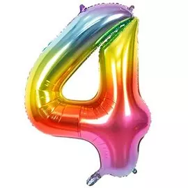 Шары Веселая затея Цифра к 4 40 радуга металлик