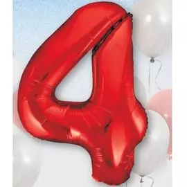 Шары Веселая затея Цифра к 4 40 red