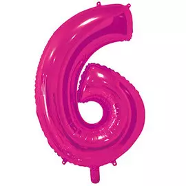 Шары Веселая затея Цифра к 6 26 fuchsia