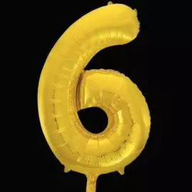 Шары Веселая затея Цифра к 6 40 gold