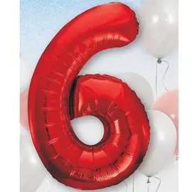 Шары Веселая затея Цифра к 6 40 red