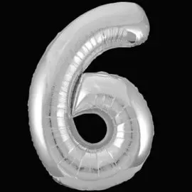 Шары Веселая затея Цифра к 6 40 silver