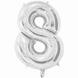 Шары Веселая затея Цифра к 8 26 silver