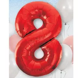 Шары Веселая затея Цифра к 8 40 red