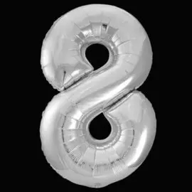 Шары Веселая затея Цифра к 8 40 silver
