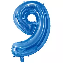 Шары Веселая затея Цифра к 9 26 blue