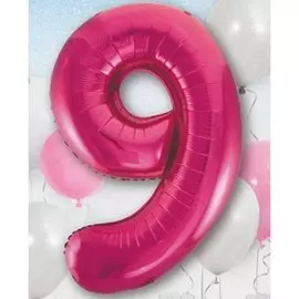 Шары Веселая затея Цифра к 9 40 fuchsia