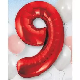 Шары Веселая затея Цифра к 9 40 red