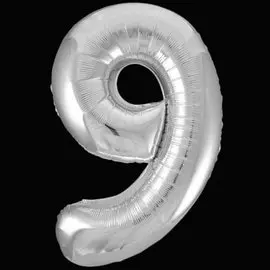 Шары Веселая затея Цифра к 9 40 silver
