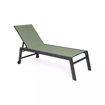 Шезлонг Bizzotto Hilde на колёсиках зелёный 198х64х43,5 см