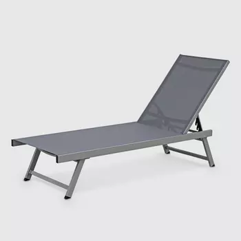 Шезлонг Greenpatio алюминиевый тёмно-серый 192х60х32/96 см