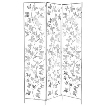 Ширма интерьерная Glasar Бабочки серебристая 120х2х180 см