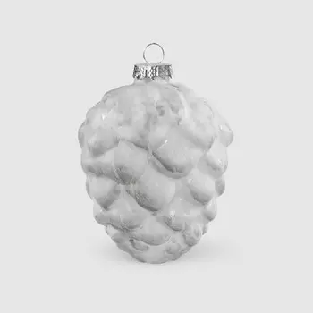 Шишка Yancheng Shiny стеклянная серо-белая 8х10 см