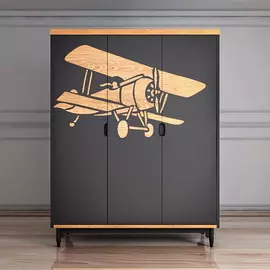Шкаф трехстворчатый с самолетом Этажерка Travel TRV05G