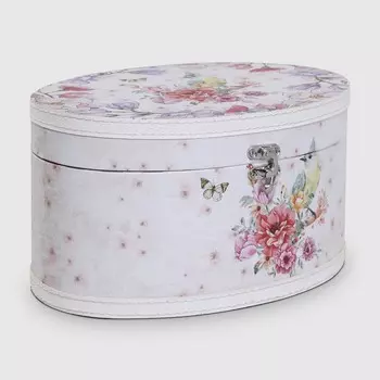 Шкатулка Fuzhou star Цветение, белая с розовыми цветами, 26,3х19,5х13,3 см