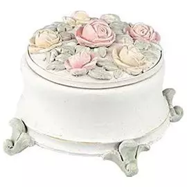 Шкатулка Glasar белая с розовым дизайном, 8x8x6 см