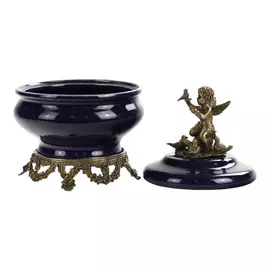 Шкатулка Glasar фарфоровая с бронзовым ангелом и птичками 17,15x17,15xсм